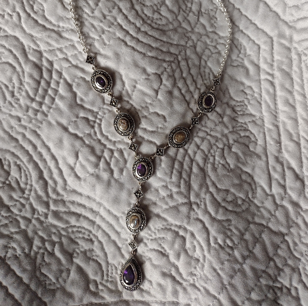purple and opal stone necklace